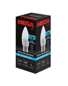 Лампа светодиодная Mega 7 Вт E27 свеча 4000 К нейтральный белый свет 1041499 Promega jet