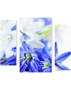 Картина модульная на холсте Синие цветы 150x122 см Модулка