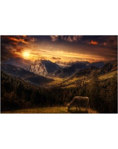 Картина на холсте с подрамником ХитАрт Швейцарские горы 100x68 см Модулка