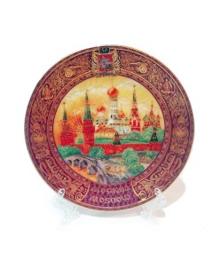 Декоративная тарелка Московская роспись 10x10 см Семейные традиции