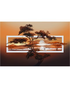 Картина на холсте с подрамником ХитАрт Африканский ланшафт 80x51 см Модулка