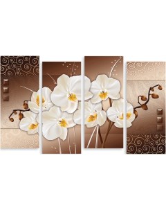 Картина модульная на холсте Белые орхидеи 150x94 см Модулка