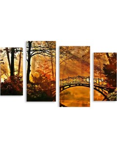 Картина модульная на холсте Мост в осень 170x106 см Модулка
