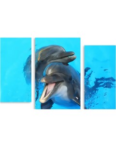 Картина модульная на холсте Дельфины 150x99 см Модулка