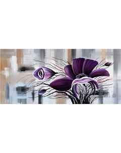 Картина на холсте с подрамником ХитАрт Фиолетовый мак 40x18 см Модулка