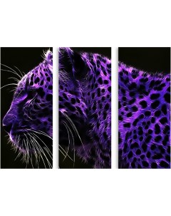 Картина модульная на холсте Фиолетовый тигр 120x92 см Модулка