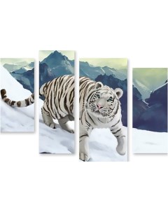Картина модульная на холсте Белый тигр 90x61 см Модулка