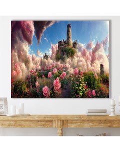 Картина на натуральном холсте 52х66 Замок в розовом саду К0269 Добродаров