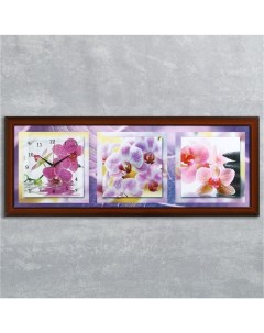 Часы картина настенные серия Цветы Фиолетовые орхидеи 35 х 100 см Сюжет