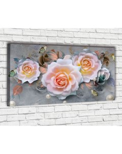 Картина на натуральном холсте Розы 60x100 см с креплениями Ф0254 Добродаров