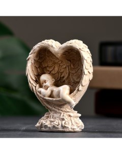 Статуэтка Младенец спит в крыльях слоновая кость 8х5х5см Хорошие сувениры