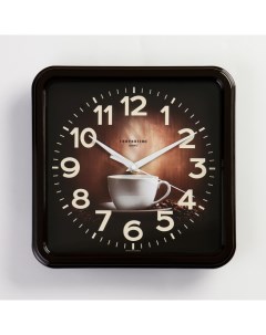 Часы настенные Кухня Чашка кофе плавный ход 26 х 26 cм коричневый Troyka