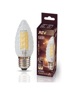 Лампа светодиодная FILAMENT свеча витая TC37 E27 5W 2700K DECO Premium теплый свет Rev