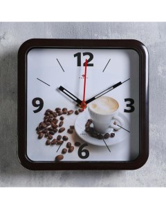 Часы настенные Кухня Чашка кофе 22х22см плавный ход Рубин