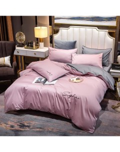 Комплект постельного белья Розовый с серым Mency