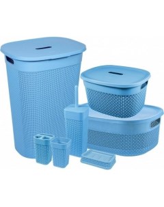 Набор для ванной комнаты OSLO Ideal 7 предметов туманно голубой Plastic centre