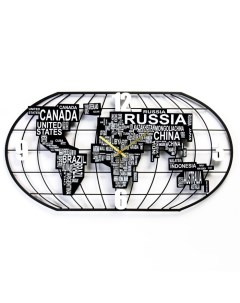 Часы настенные Карта мира плавный ход 40х78 см Nobrand
