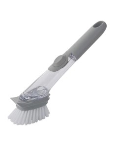 Щетка губка Cleaning Brush для мытья посуды с дозатором для моющего средства серый Nobrand