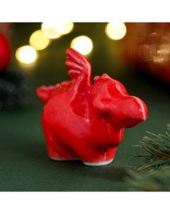 Сувенир новогодний Дракон Джет 2024 интерьерный красный фарфор 5 см Sima-land