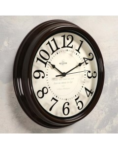 Часы Классика плавный ход печать по стеклу коричневые d 31 см Troyka