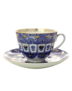 Чашка с блюдцем чайная форма Весенняя рисунок Арочки Императорский фарфоровый завод