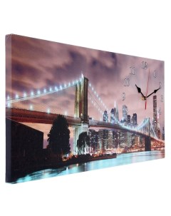 Часы картина настенные серия Город Бруклинский мост 40 х 76 см Сюжет