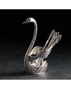 Набор ложек на подставке Swan 7 5x5x15 см 6 шт цвет серебряный Magistro