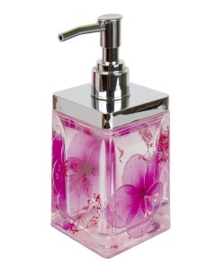 Дозатор для жидкого мыла настольный Розовые цветы розовый A8825_S14 пластик Аквалиния