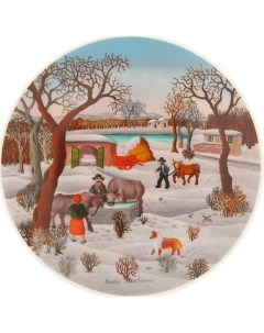 Тарелка настенная 19 см декор Сельские мотивы Зима Thun