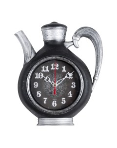 Часы чайник 26 5х24 см корпус черный с серебром Узор Рубин