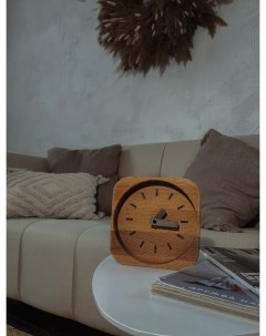 Настольные интерьерные деревянные часы Quadrat Прямоугольник Черный Time plato’s