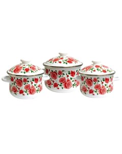Набор эмалированной посуды 3пр 15 Роза плетистая 2 0 3 0 4 0л N15B88 Сибирские товары