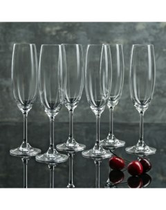 Набор бокалов для шампанского Лара 220 мл 6 шт Crystal bohemia