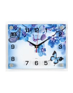Часы настенные Фиолетовые Орхидеи и бабочки Рубин