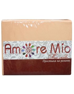 Простыня на резинке 180200 см персиковая Amore mio