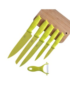 Набор Клауд 6 предметов 5 ножей овощечистка из керамики цвет зелёный Nobrand
