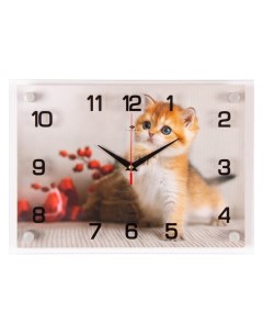 Часы настенные серия Интерьер Золотой котенок плавный ход 25 х 35 см Рубин