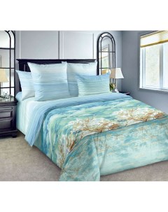 Комплект постельного белья Летний пейзаж евро перкаль голубой Текс-дизайн