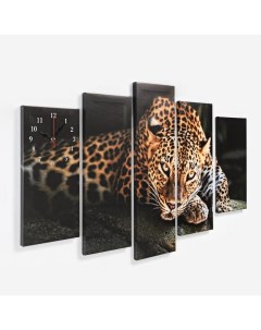 Часы настенные модульные серия Животный мир Леопард 80x140 см Сюжет