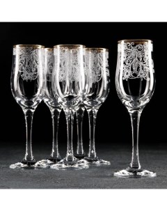 Набор бокалов для шампанского Акация 200 мл 6 шт гравировка отводка золотом Декостек