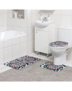 Набор ковриков для ванны и туалета Каменные завитки 3 шт 35x39 40x50 45x75 Доляна