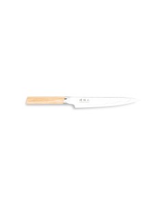 Нож кухонный Магороку Композит 15 см два сорта стали ручка светлое дерево Kai