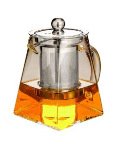 Чайник заварочный пирамидальный из термостойкого прозрачного стекла с сито фильтром 550 мл Urm