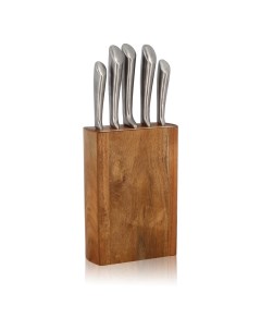 Набор кухонных ножей 5 предметов в деревянной подставке Ого!