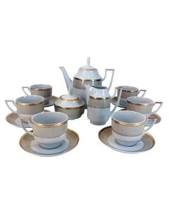 Чайный сервиз на 6 персон 15 предметов Луиза Коричневая сетка 232092 Thun