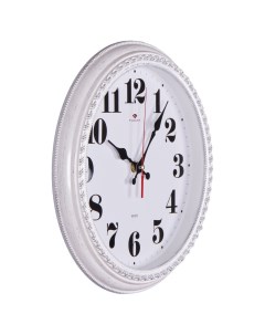 Часы круглые 28 5 см корпус белый с серебром Классика Рубин