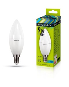 Лампа светодиодная LED C35 9W E14 Ergolux