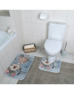 Набор ковриков для ванны и туалета Весна 2 шт 40x45 45x75 Доляна