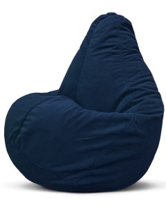 Кресло мешок пуфик груша размер XXL синий велюр Puflove