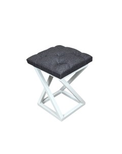 Табурет Циклон квадратный сиденье с каретной стяжкой серый на белых ножках Solarius